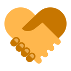 Cartoon hands shaking in the shape of a love heart
