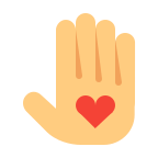 Cartoon hand with love heart in the middle